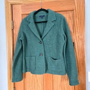 Lands End Green Wool Jacket/Blazer size 14
